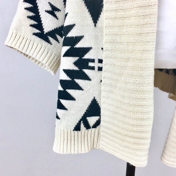 Beige Aztec Kimono Shawl Collar Open Cardigan L - Picture 5 of 7